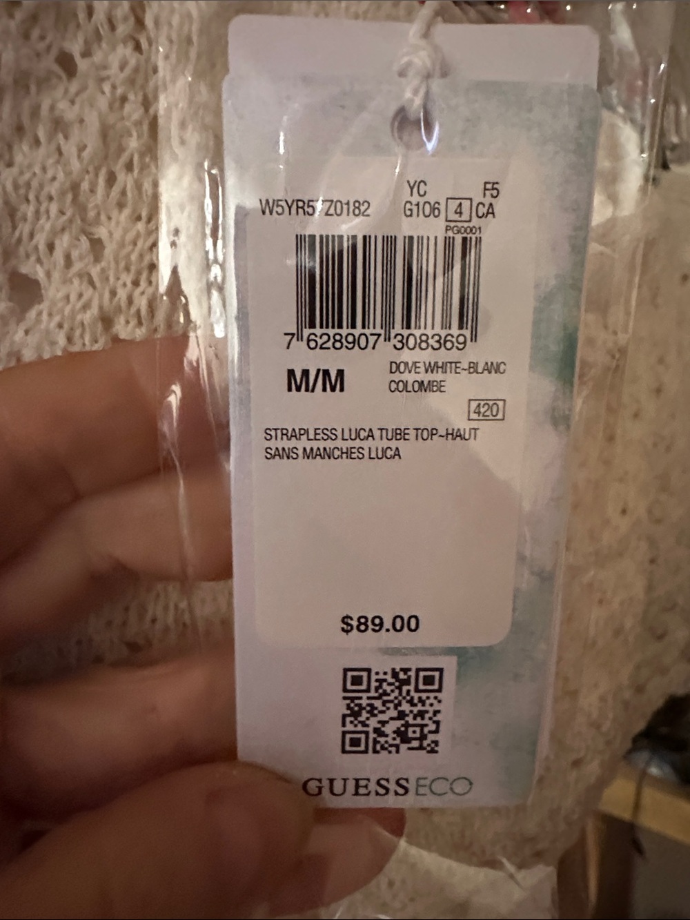 Guess Cream Knit Strapless Tube Top - Picture 3 of 3
